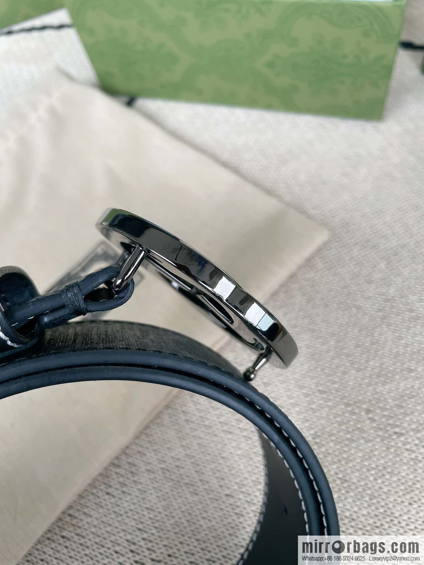 GUCCI Gucci, Classic PVC Material Double G Button Head Men's Double G Belt
