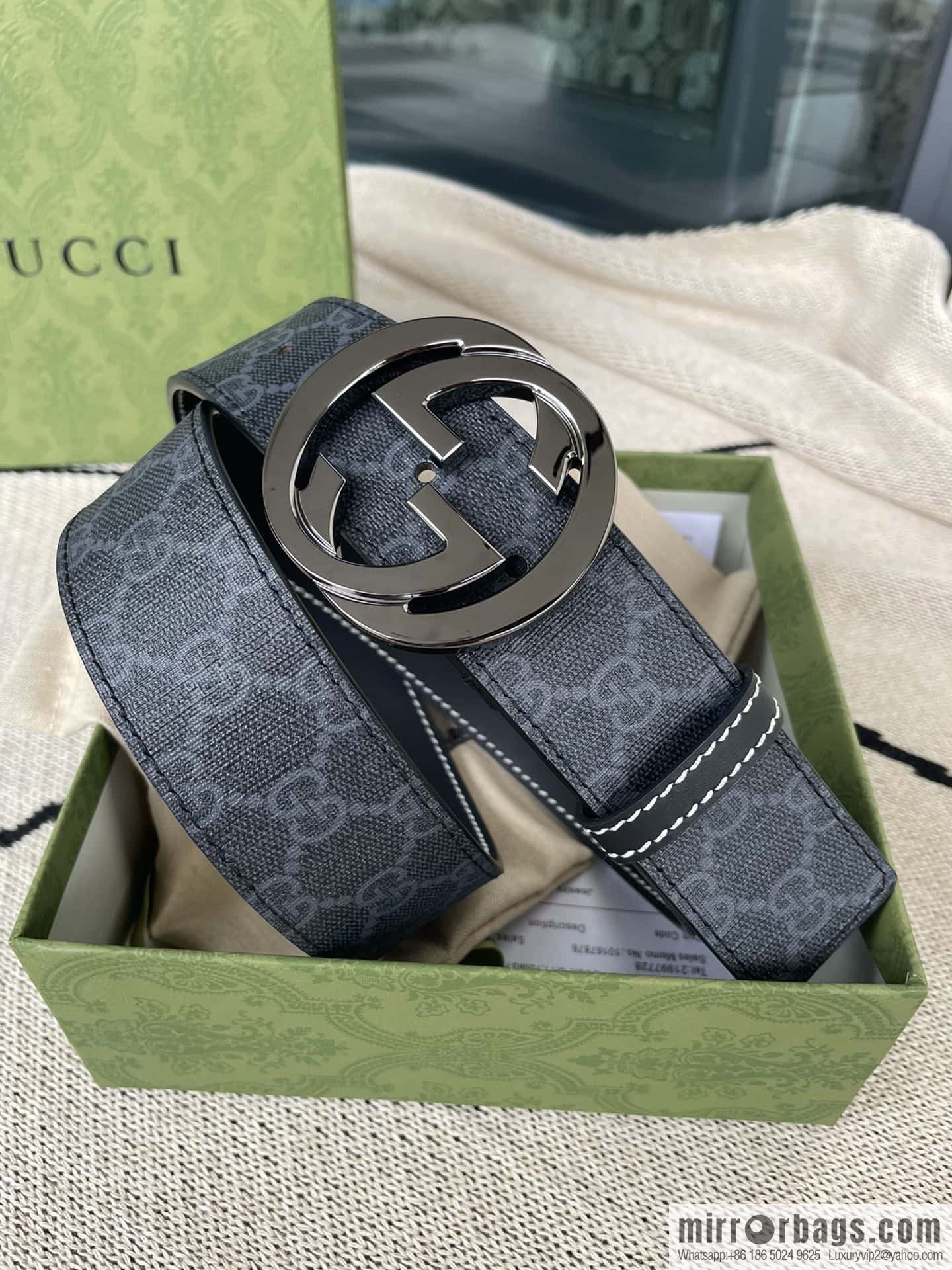 GUCCI Gucci, Classic PVC Material Double G Button Head Men's Double G Belt