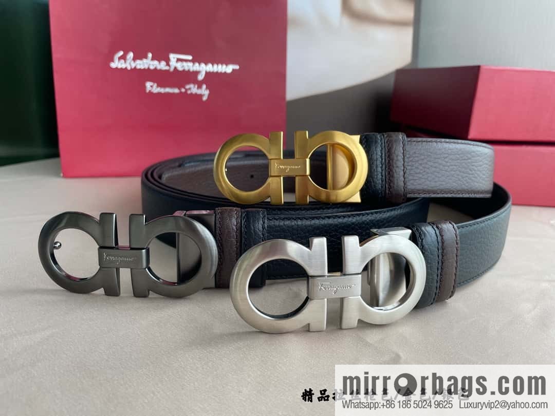 Ferragamo, double horseshoe buckle rich waist belt 3.5cm