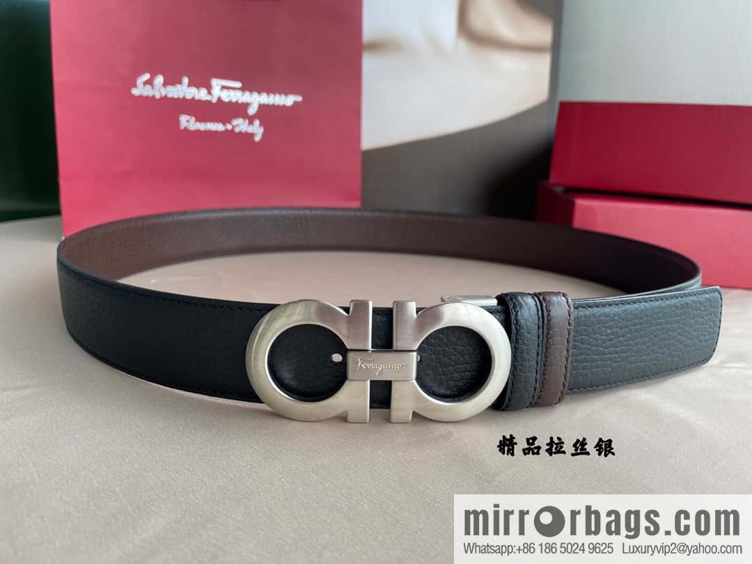 Ferragamo, double horseshoe buckle rich waist belt 3.5cm