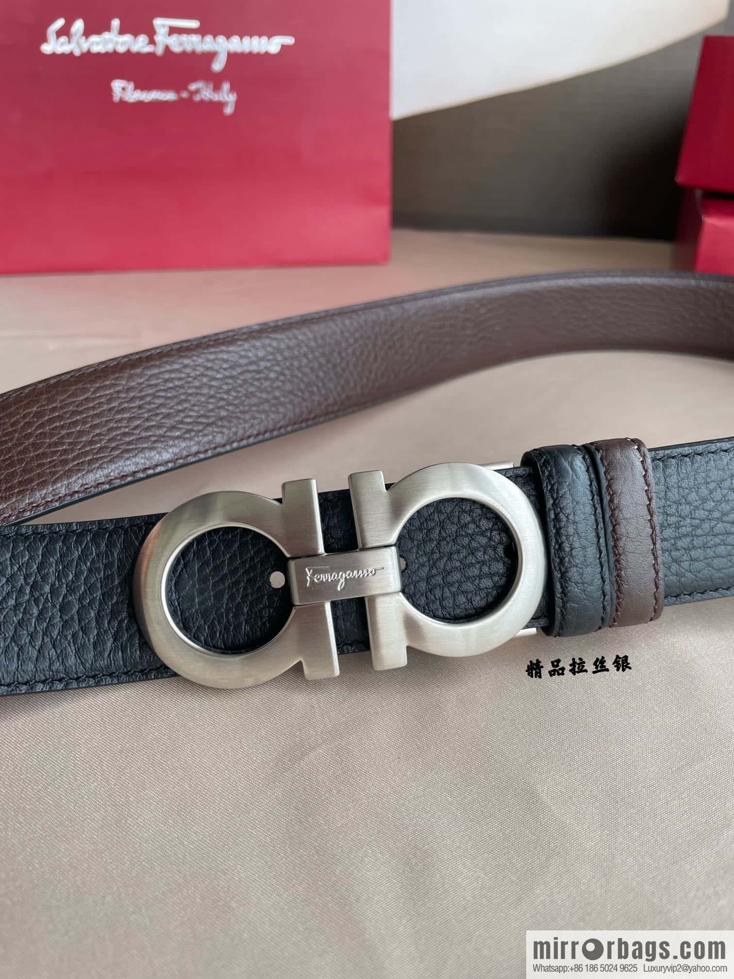 Ferragamo, double horseshoe buckle rich waist belt 3.5cm