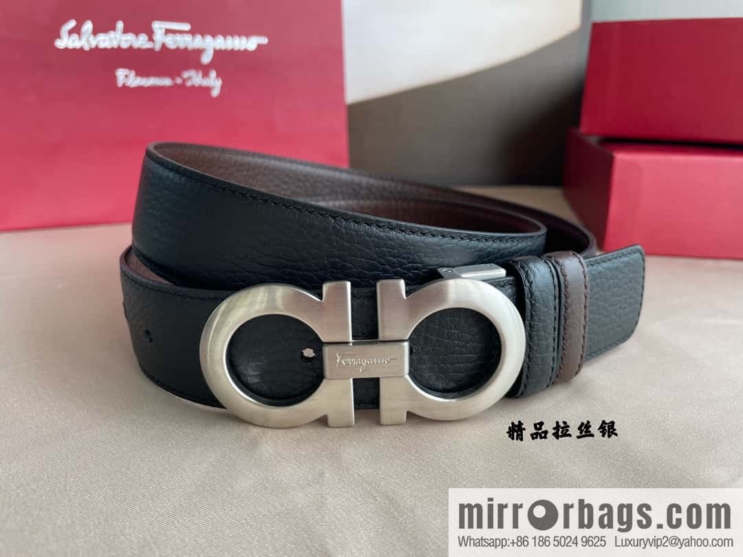 Ferragamo, double horseshoe buckle rich waist belt 3.5cm