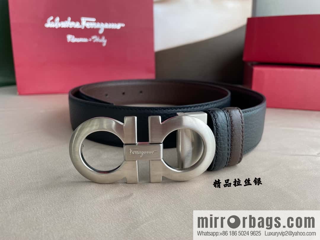 Ferragamo, double horseshoe buckle rich waist belt 3.5cm