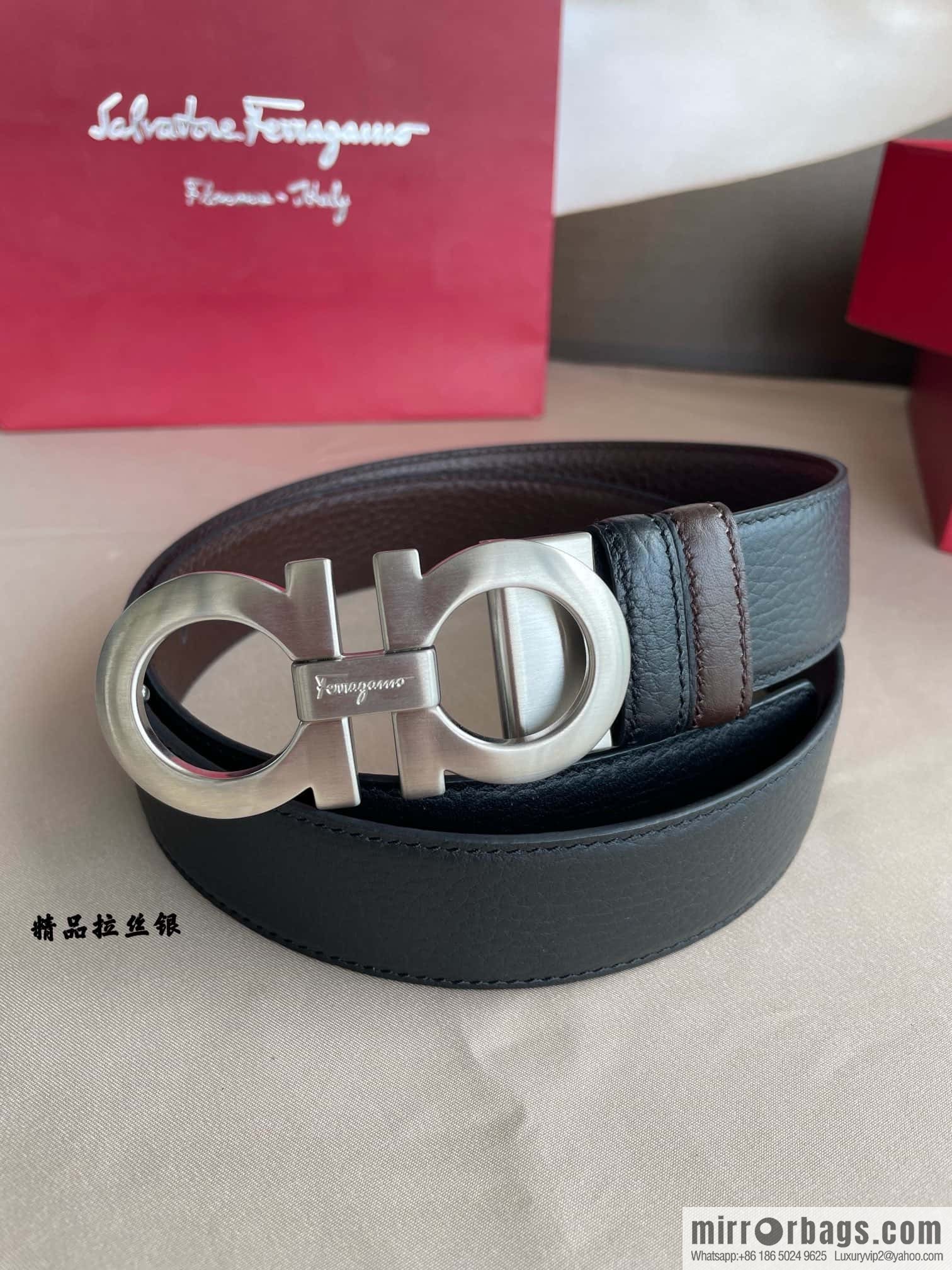 Ferragamo, double horseshoe buckle rich waist belt 3.5cm