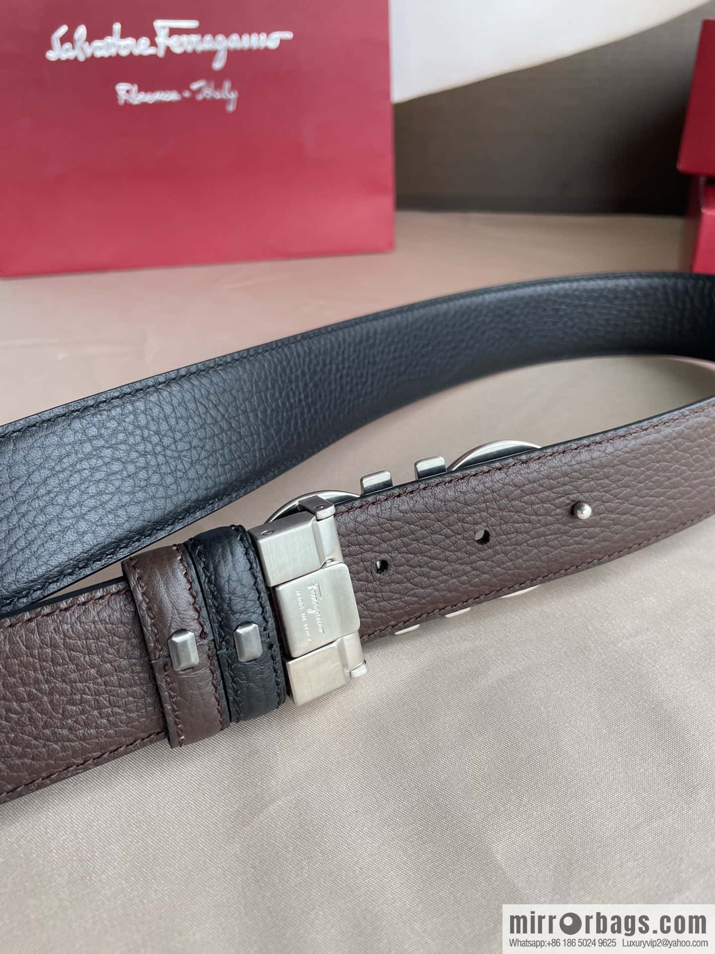Ferragamo, double horseshoe buckle rich waist belt 3.5cm