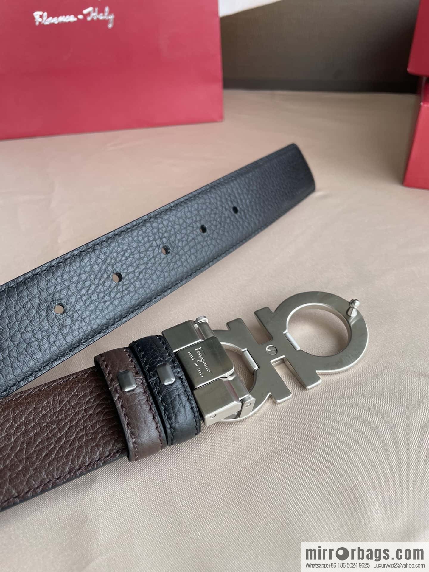Ferragamo, double horseshoe buckle rich waist belt 3.5cm