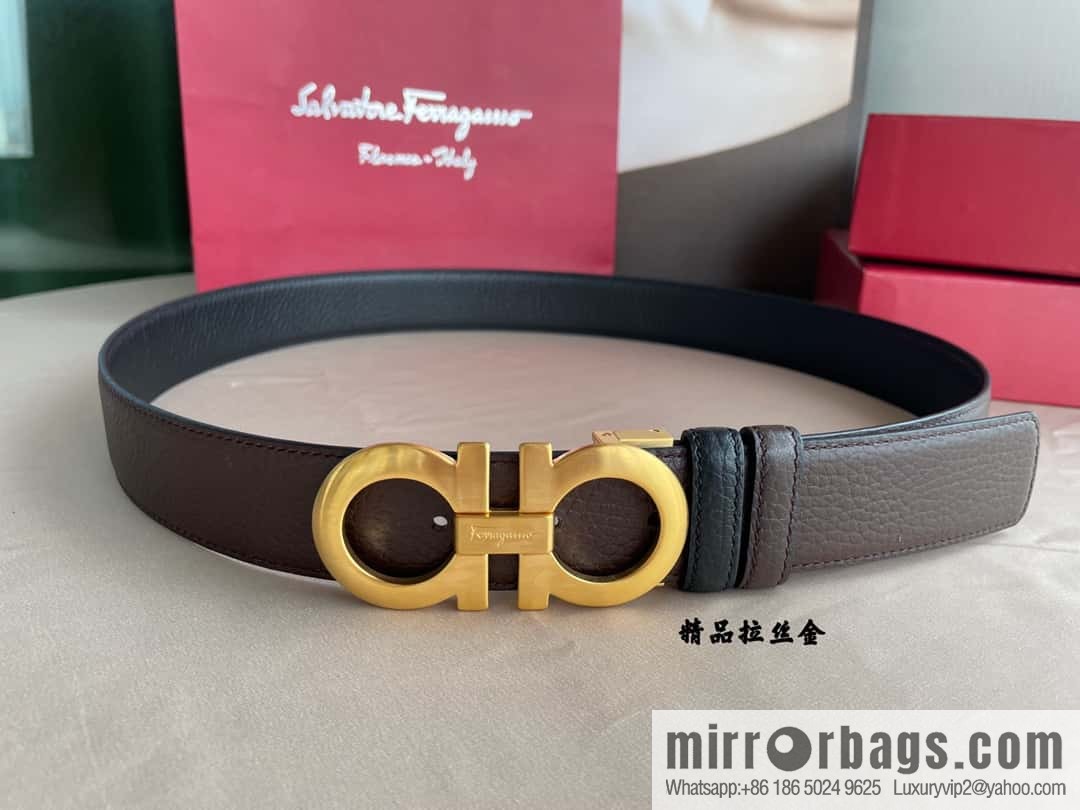Ferragamo, double horseshoe buckle rich waist belt 3.5cm