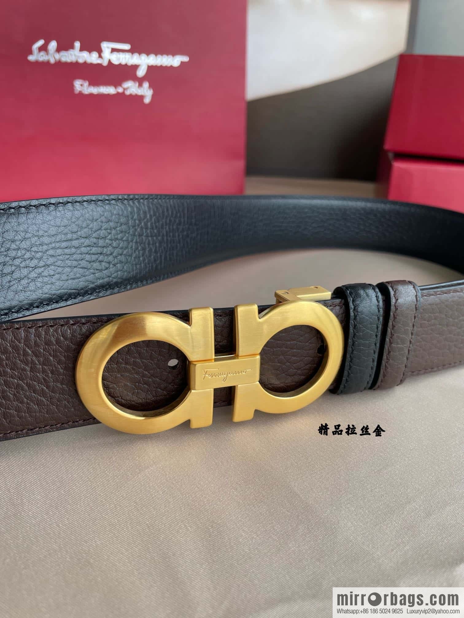 Ferragamo, double horseshoe buckle rich waist belt 3.5cm