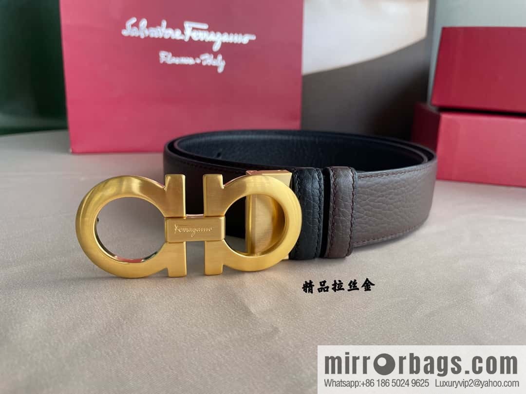 Ferragamo, double horseshoe buckle rich waist belt 3.5cm