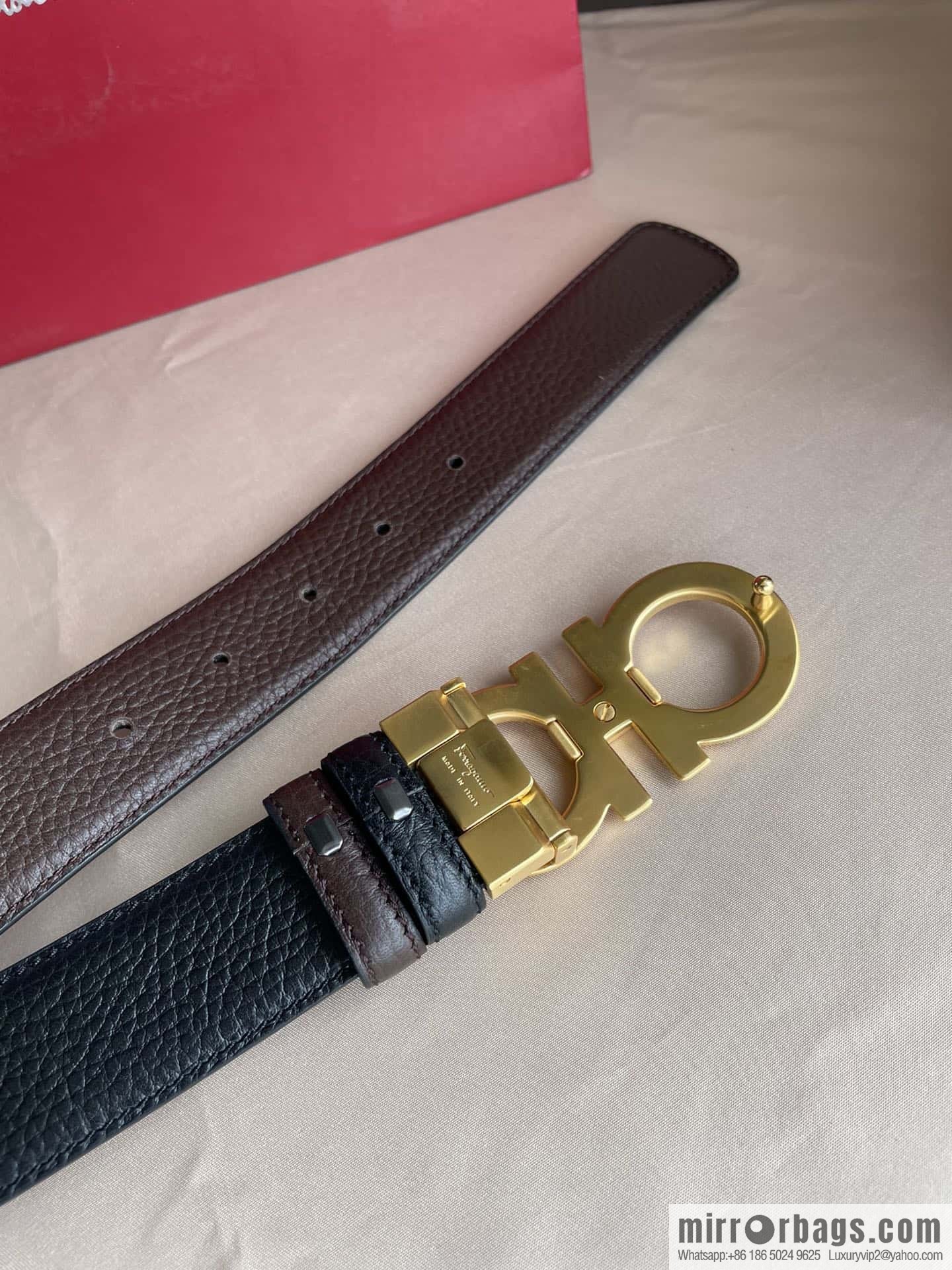 Ferragamo, double horseshoe buckle rich waist belt 3.5cm