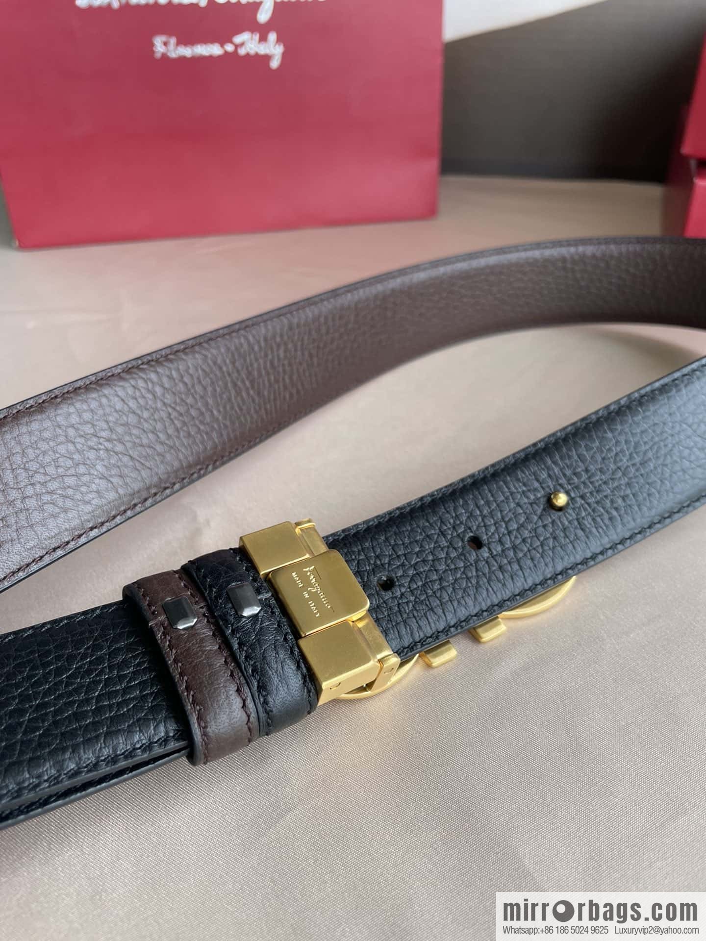 Ferragamo, double horseshoe buckle rich waist belt 3.5cm