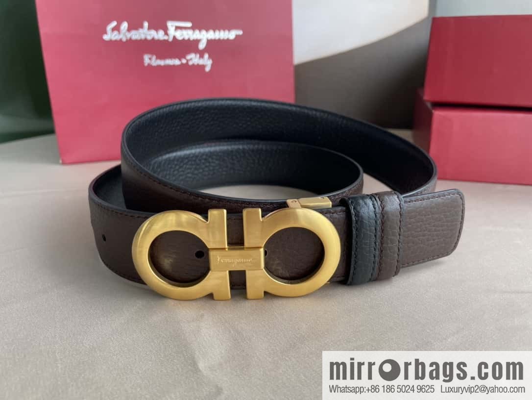 Ferragamo, double horseshoe buckle rich waist belt 3.5cm