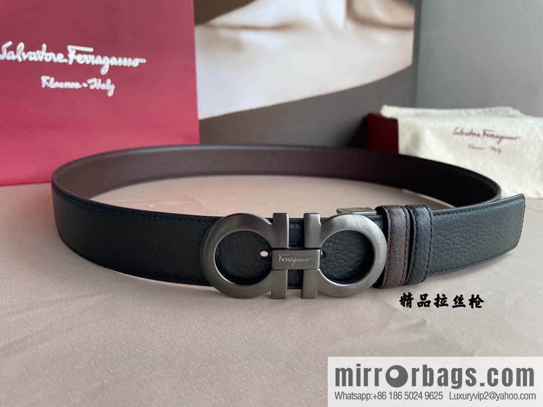 Ferragamo, double horseshoe buckle rich waist belt 3.5cm