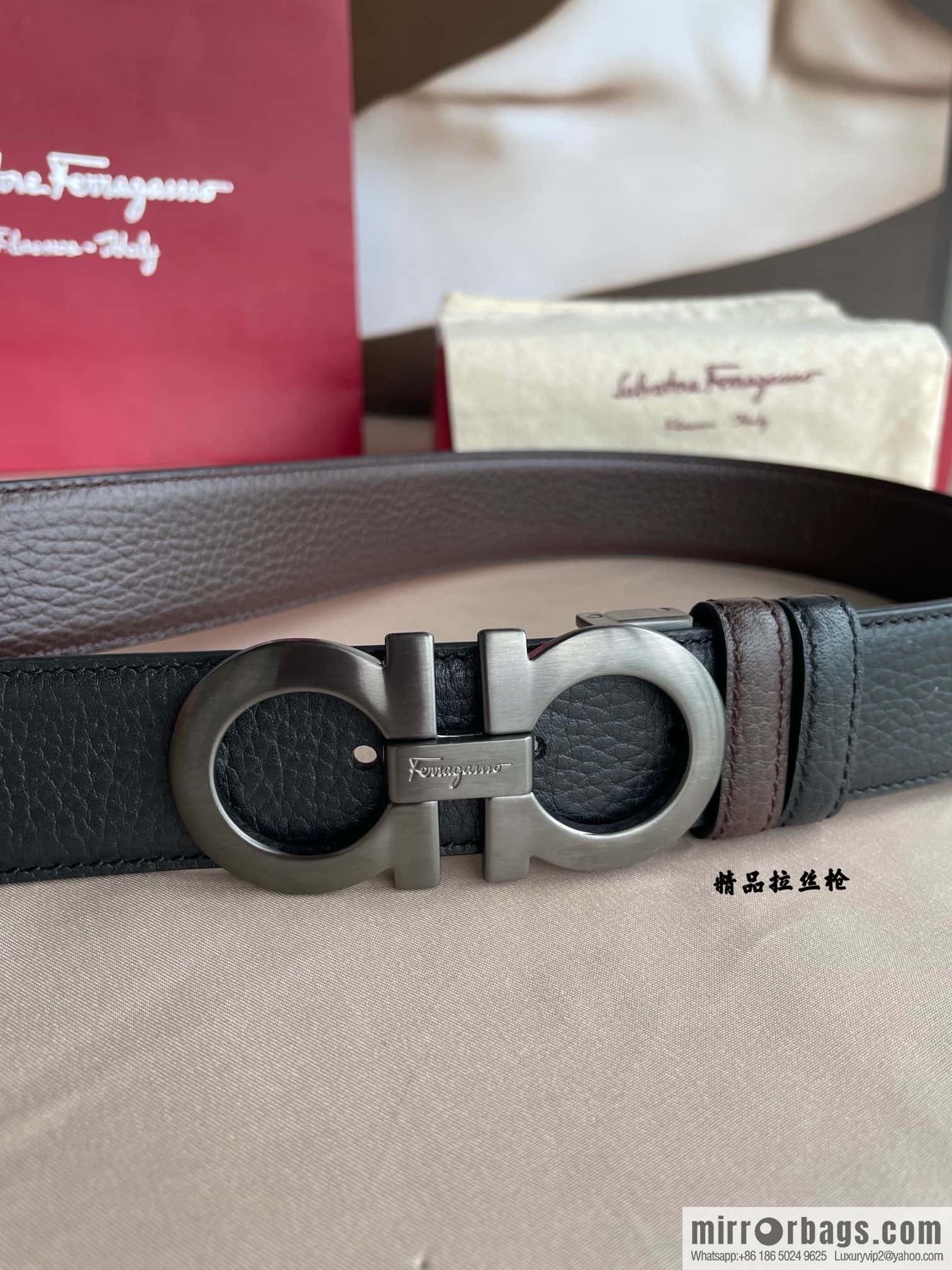 Ferragamo, double horseshoe buckle rich waist belt 3.5cm