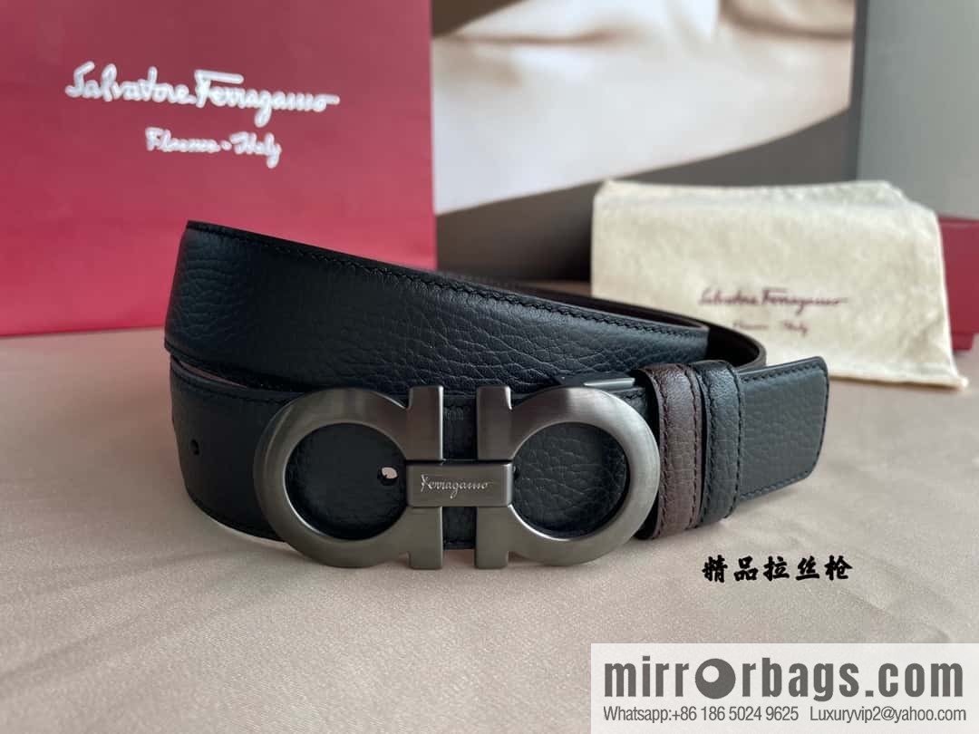 Ferragamo, double horseshoe buckle rich waist belt 3.5cm