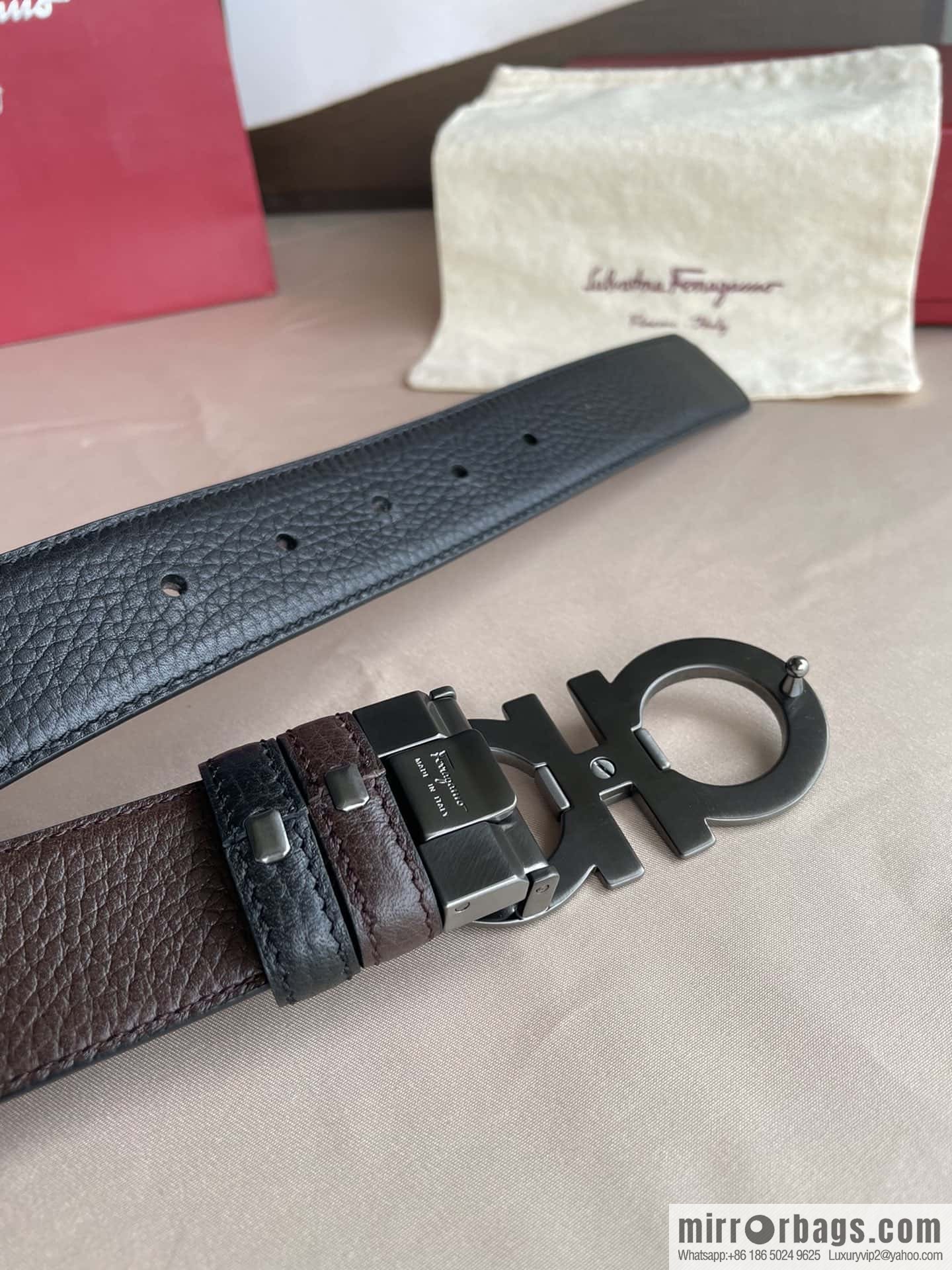 Ferragamo, double horseshoe buckle rich waist belt 3.5cm