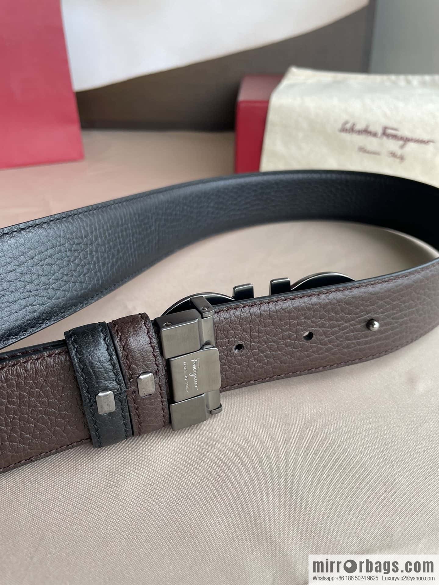 Ferragamo, double horseshoe buckle rich waist belt 3.5cm