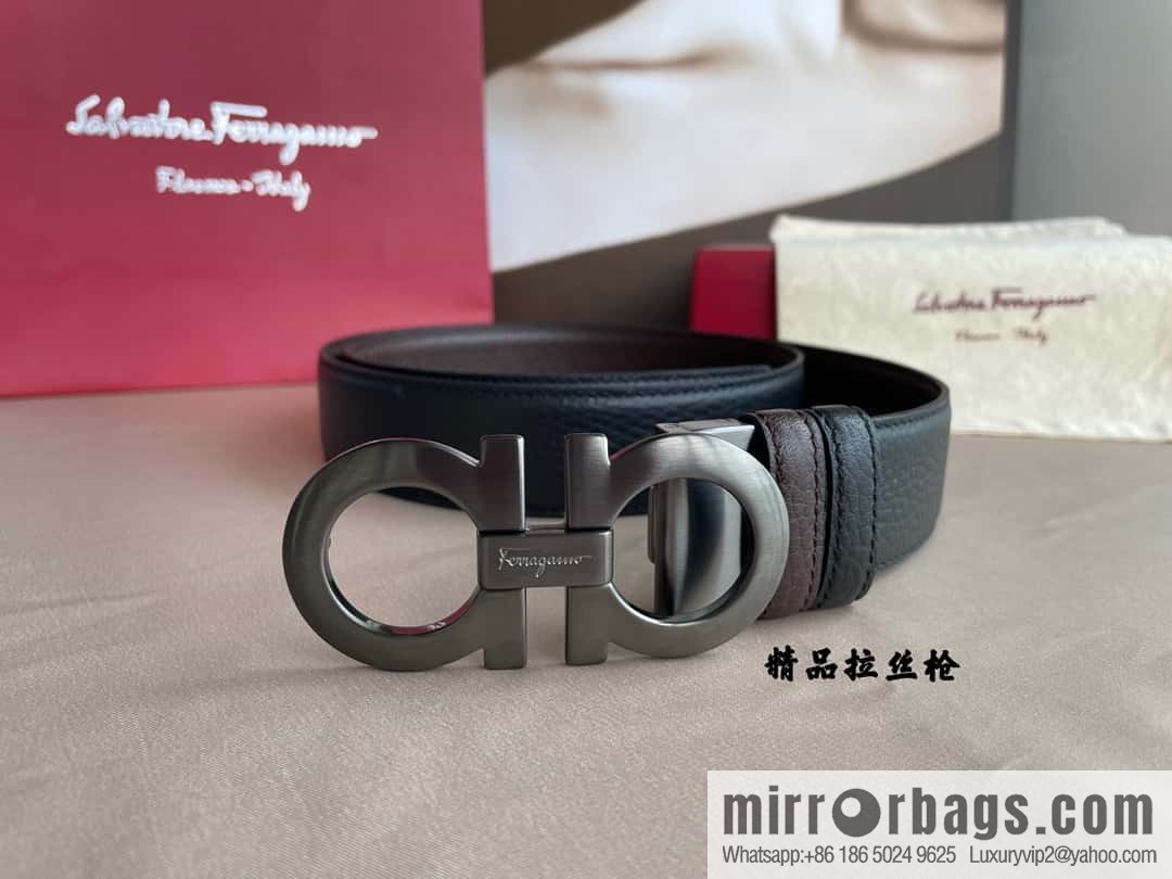 Ferragamo, double horseshoe buckle rich waist belt 3.5cm
