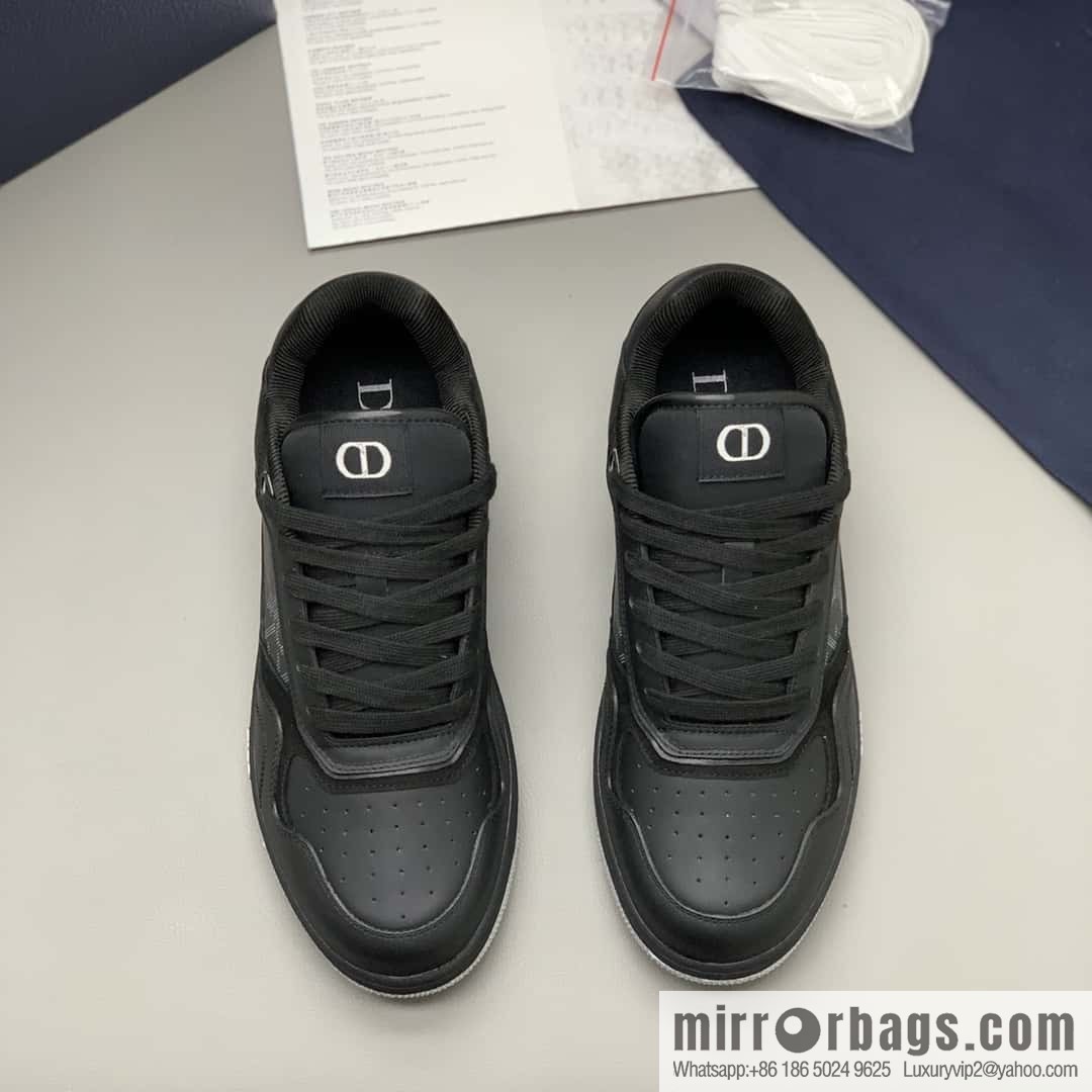 Dior B27 low-top sneakers with beige and black Oblique print inlay on the side