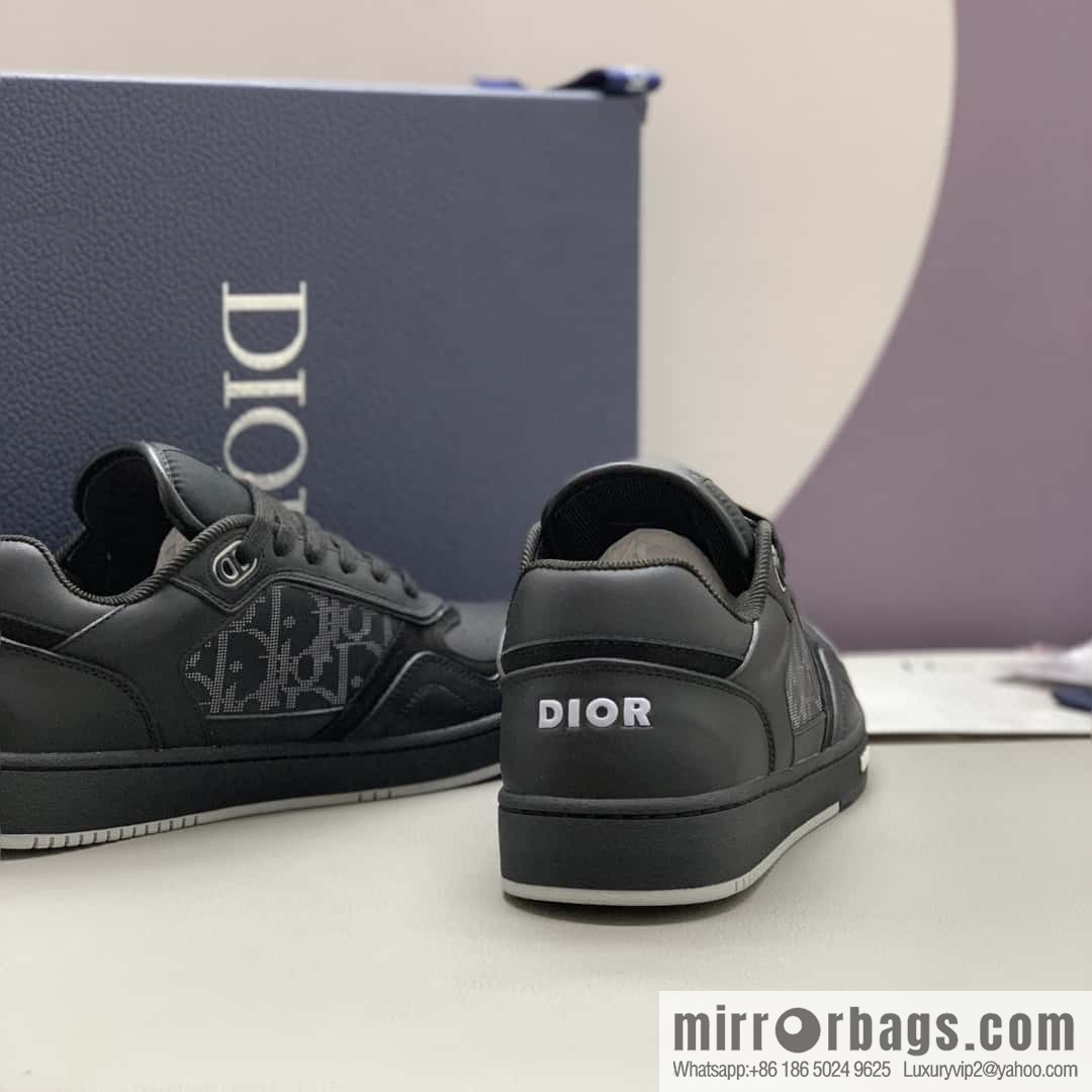 Dior B27 low-top sneakers with beige and black Oblique print inlay on the side