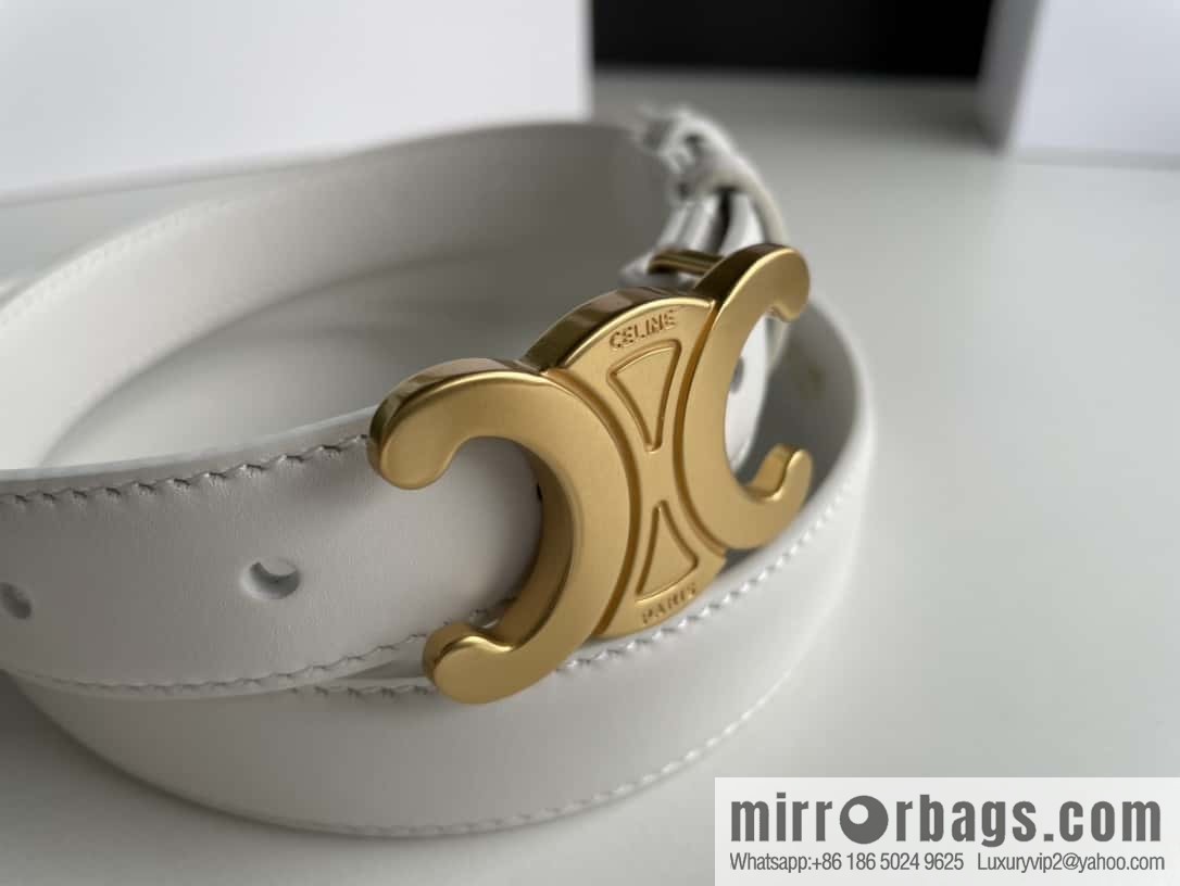 CELINE Arc de Triomphe logo gold buckle trendy belt 2.5cm