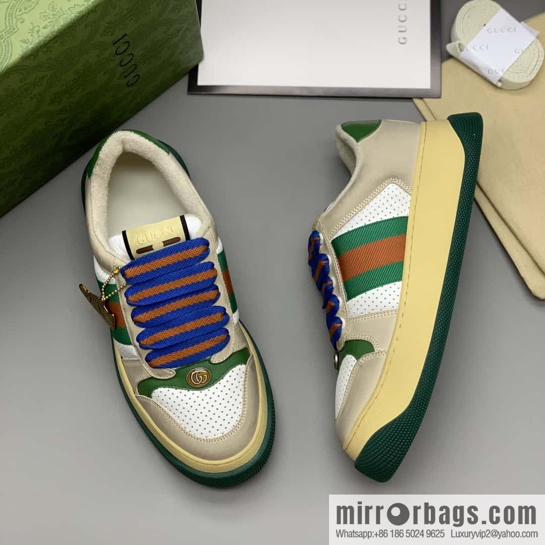 GUCCI retro style green and orange webbing, couple's platform shoes