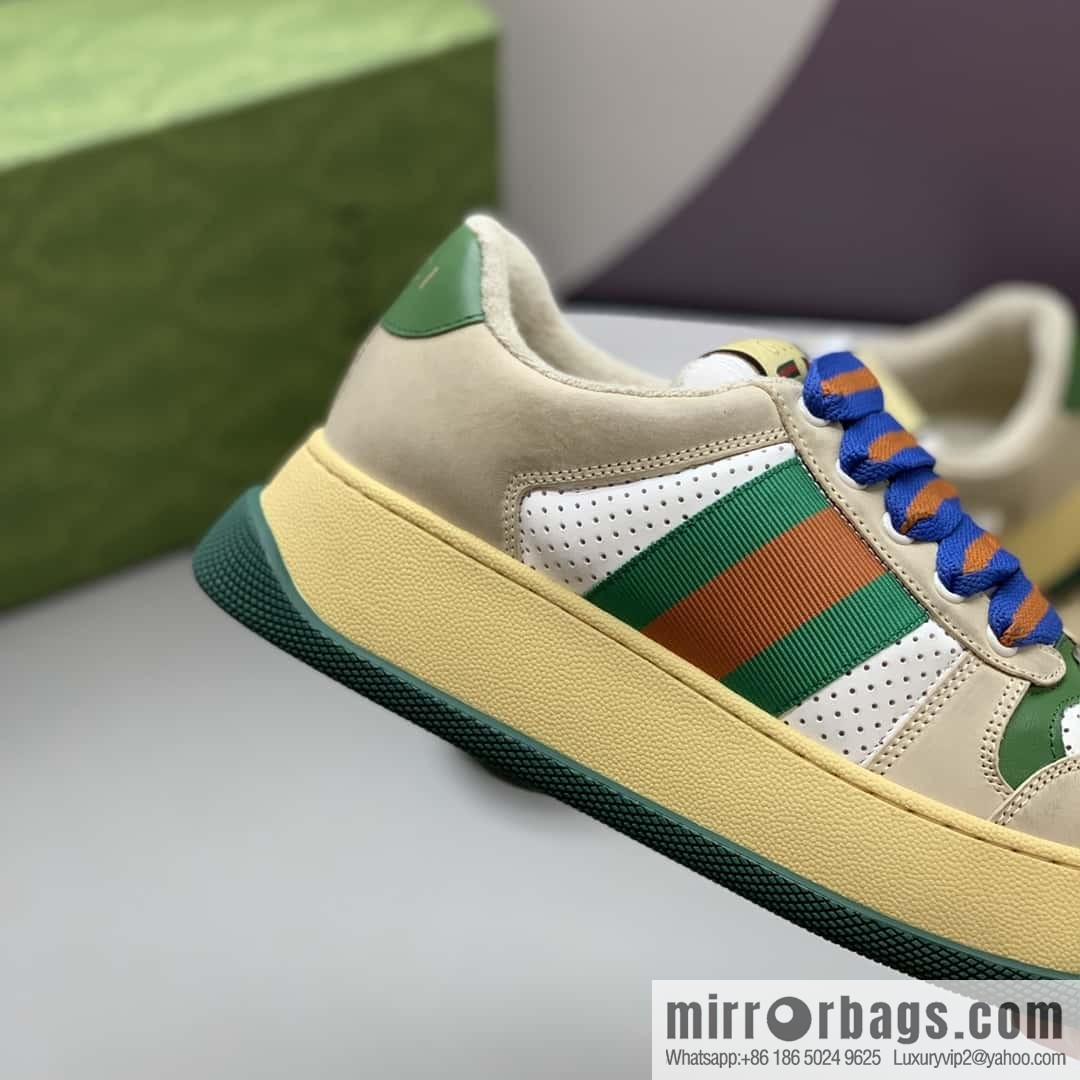 GUCCI retro style green and orange webbing, couple's platform shoes