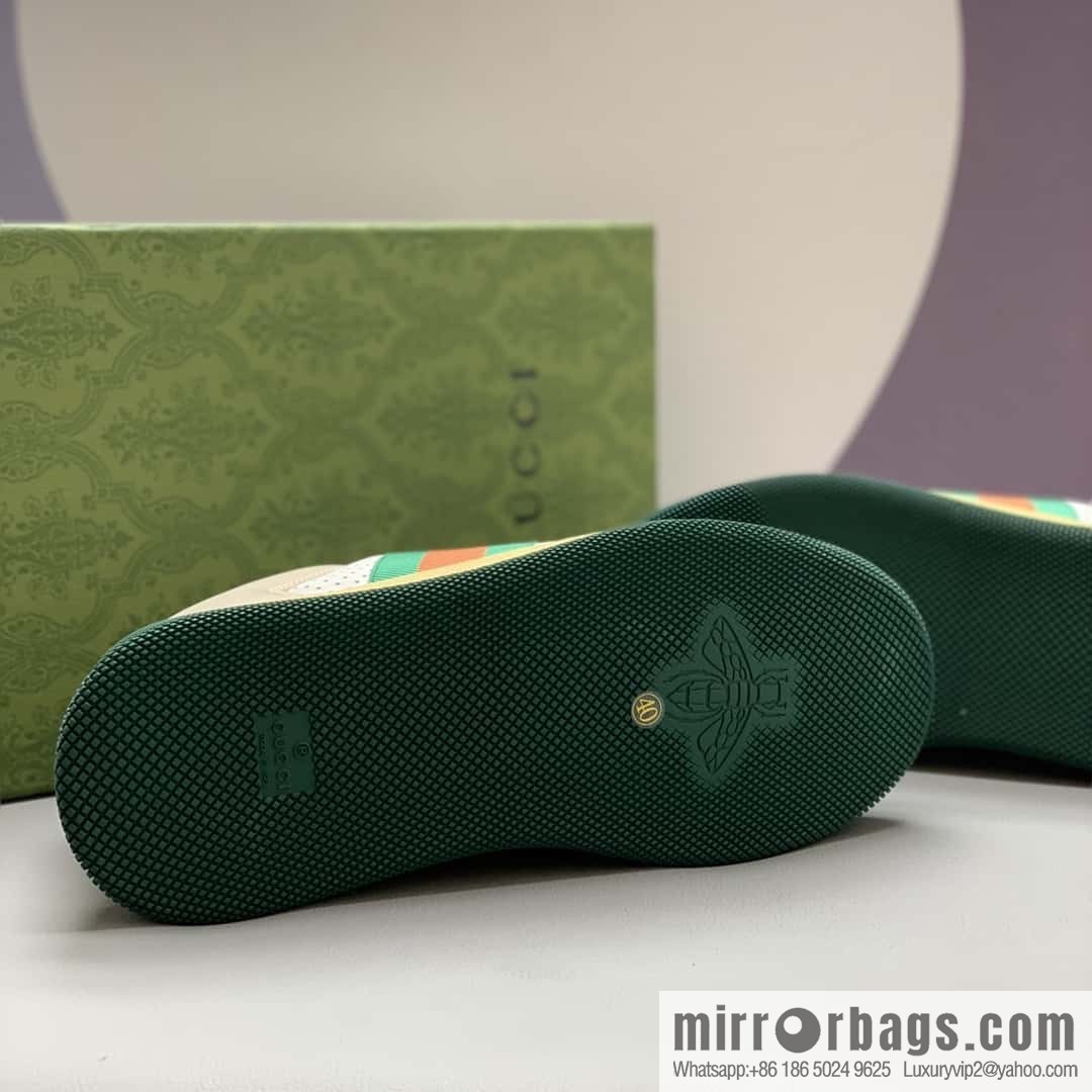GUCCI retro style green and orange webbing, couple's platform shoes