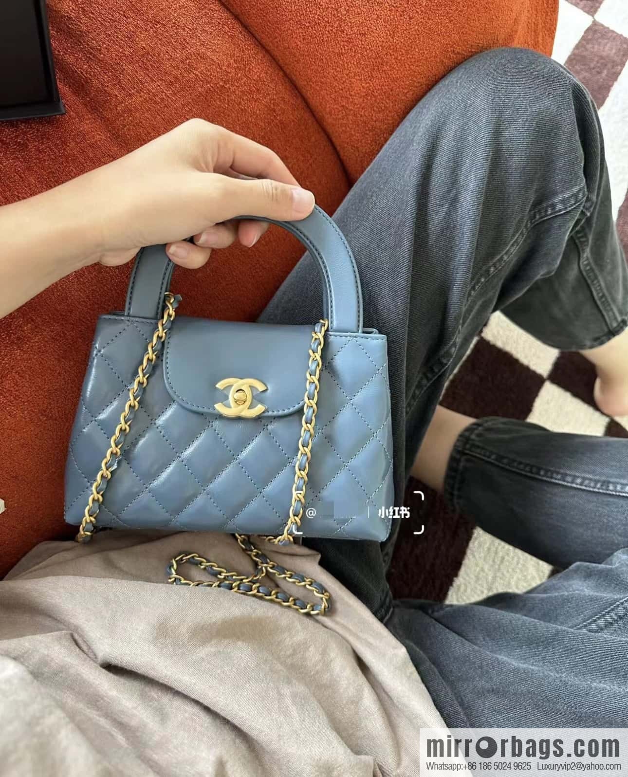 CHANEL 23K autumn and winter series Kelly bag AS4416 blue