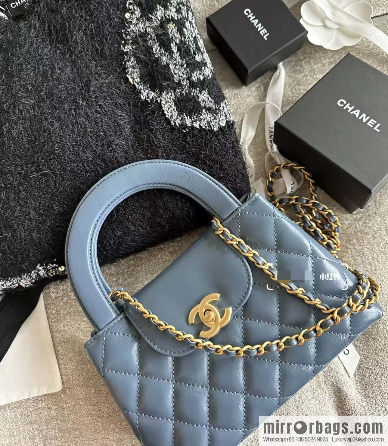 CHANEL 23K autumn and winter series Kelly bag AS4416 blue