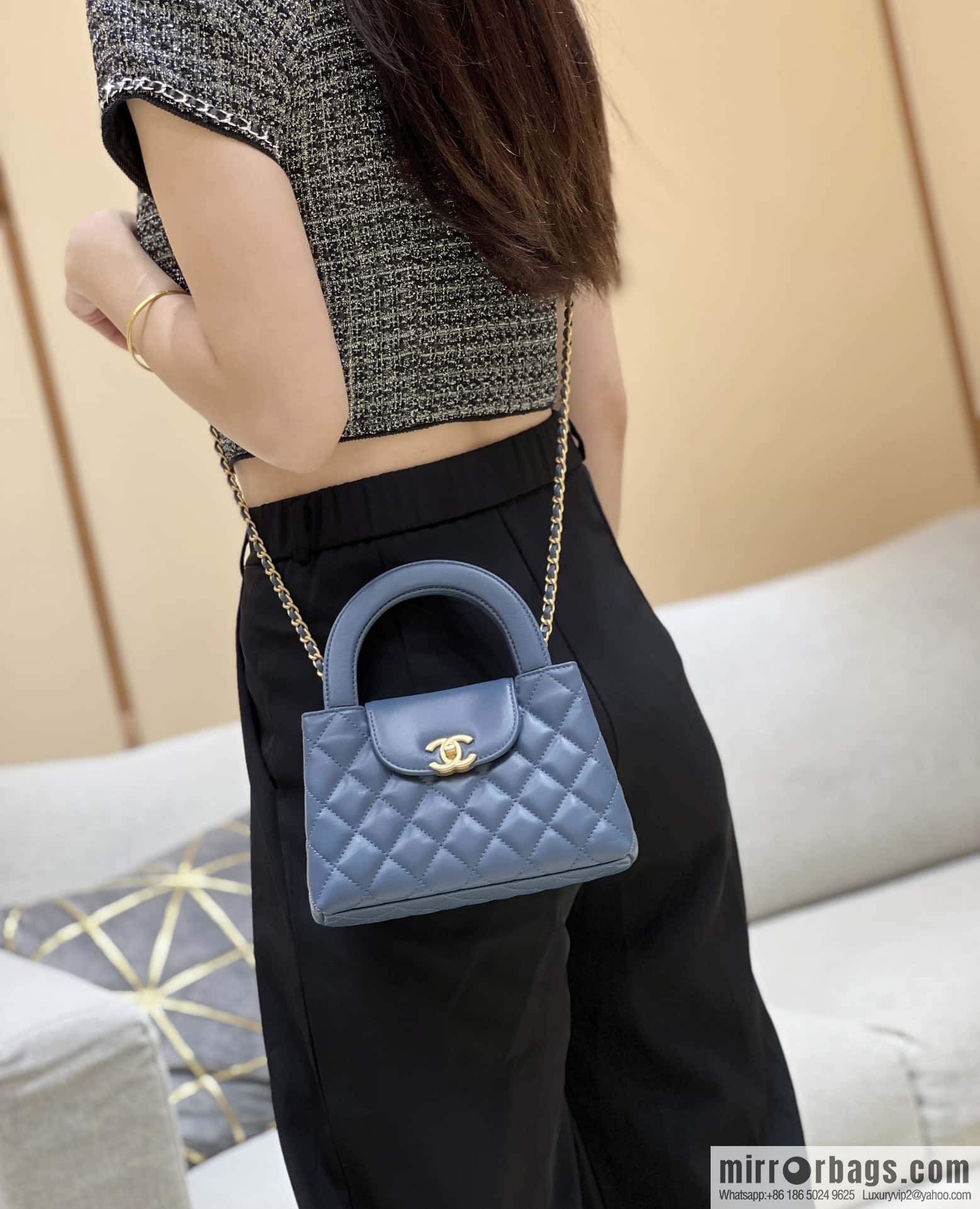 CHANEL 23K autumn and winter series Kelly bag AS4416 blue