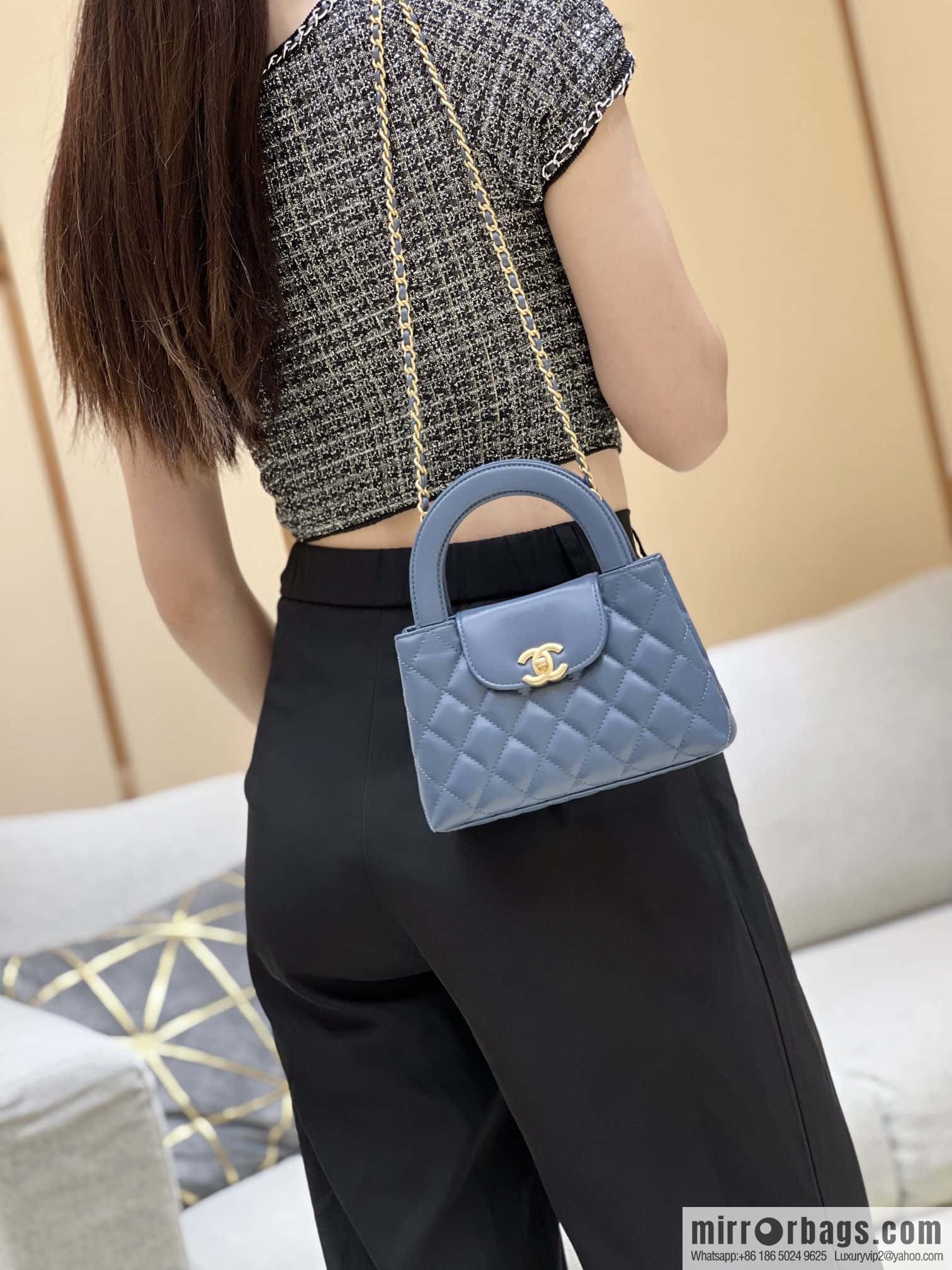 CHANEL 23K autumn and winter series Kelly bag AS4416 blue