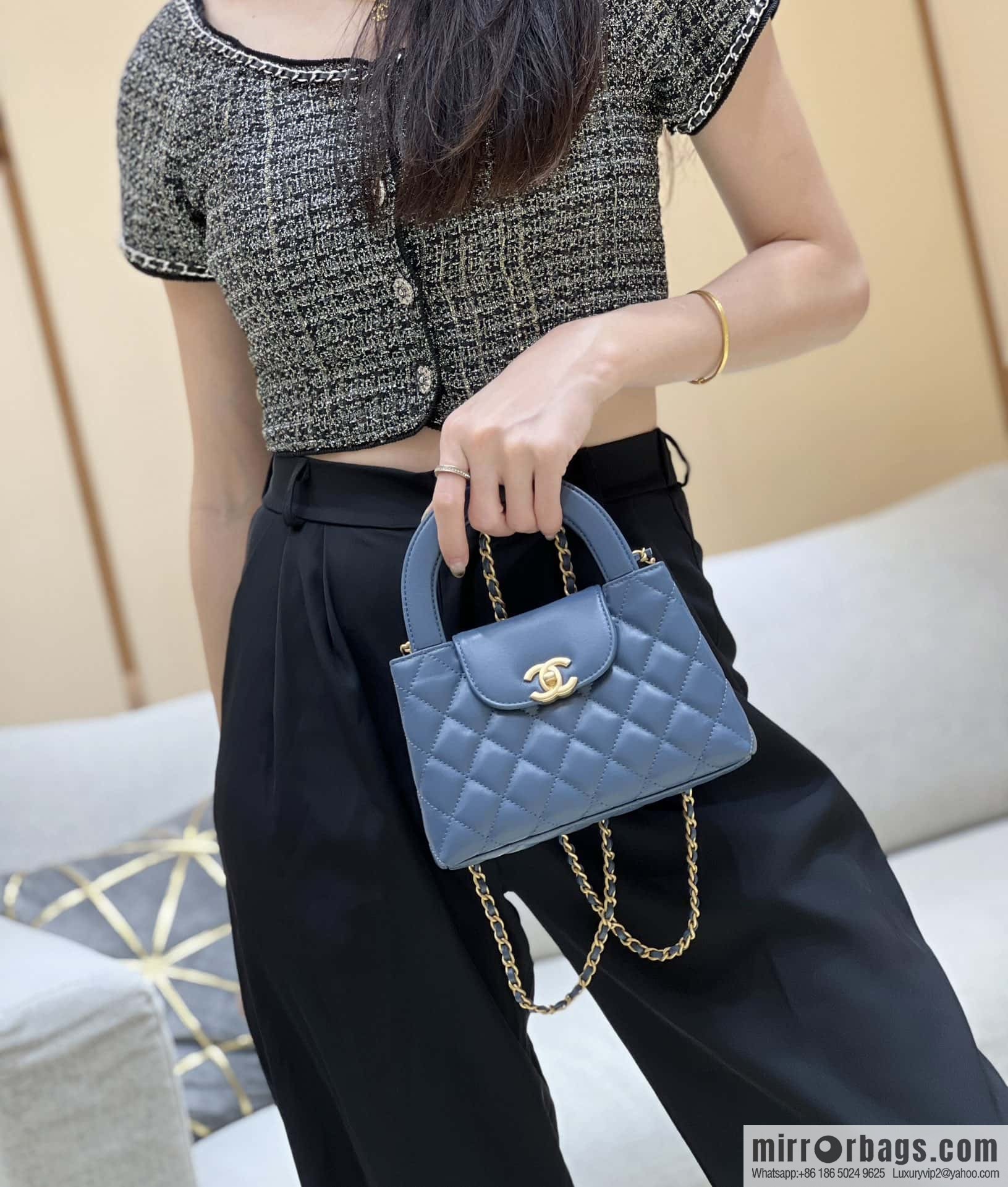 CHANEL 23K autumn and winter series Kelly bag AS4416 blue