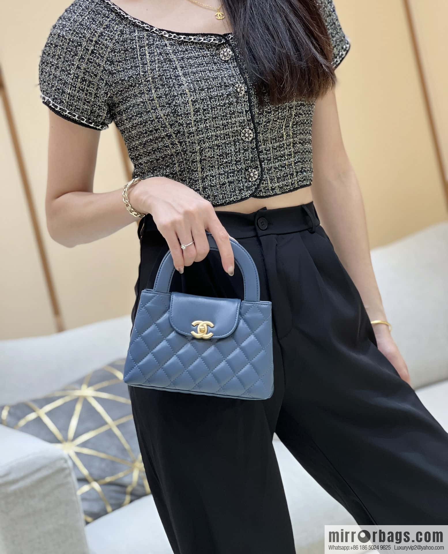CHANEL 23K autumn and winter series Kelly bag AS4416 blue