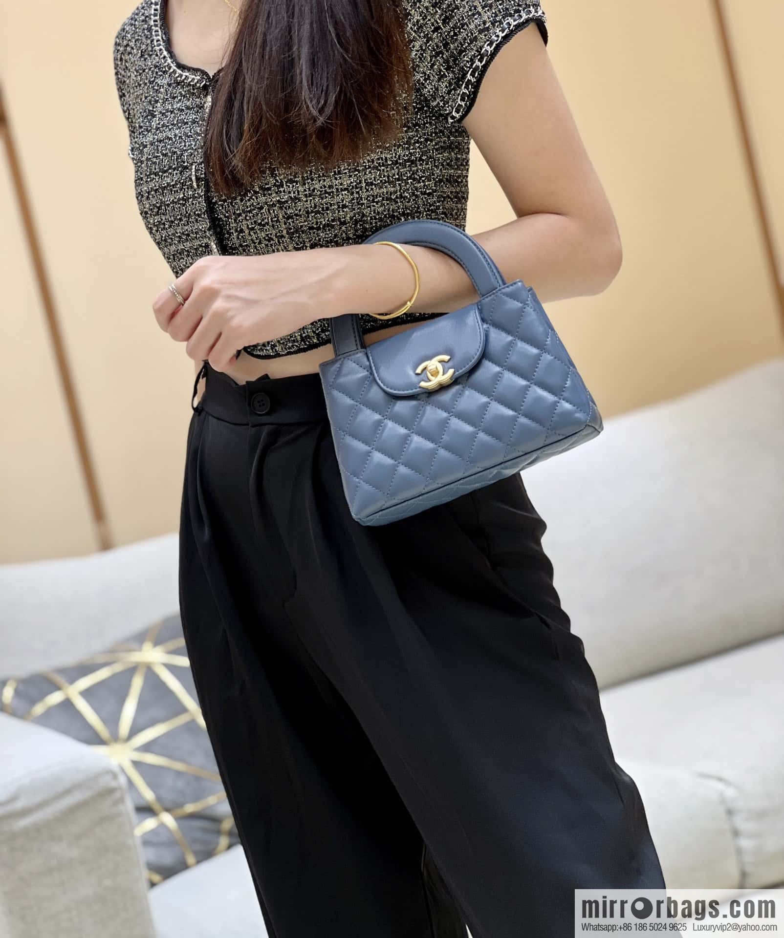 CHANEL 23K autumn and winter series Kelly bag AS4416 blue
