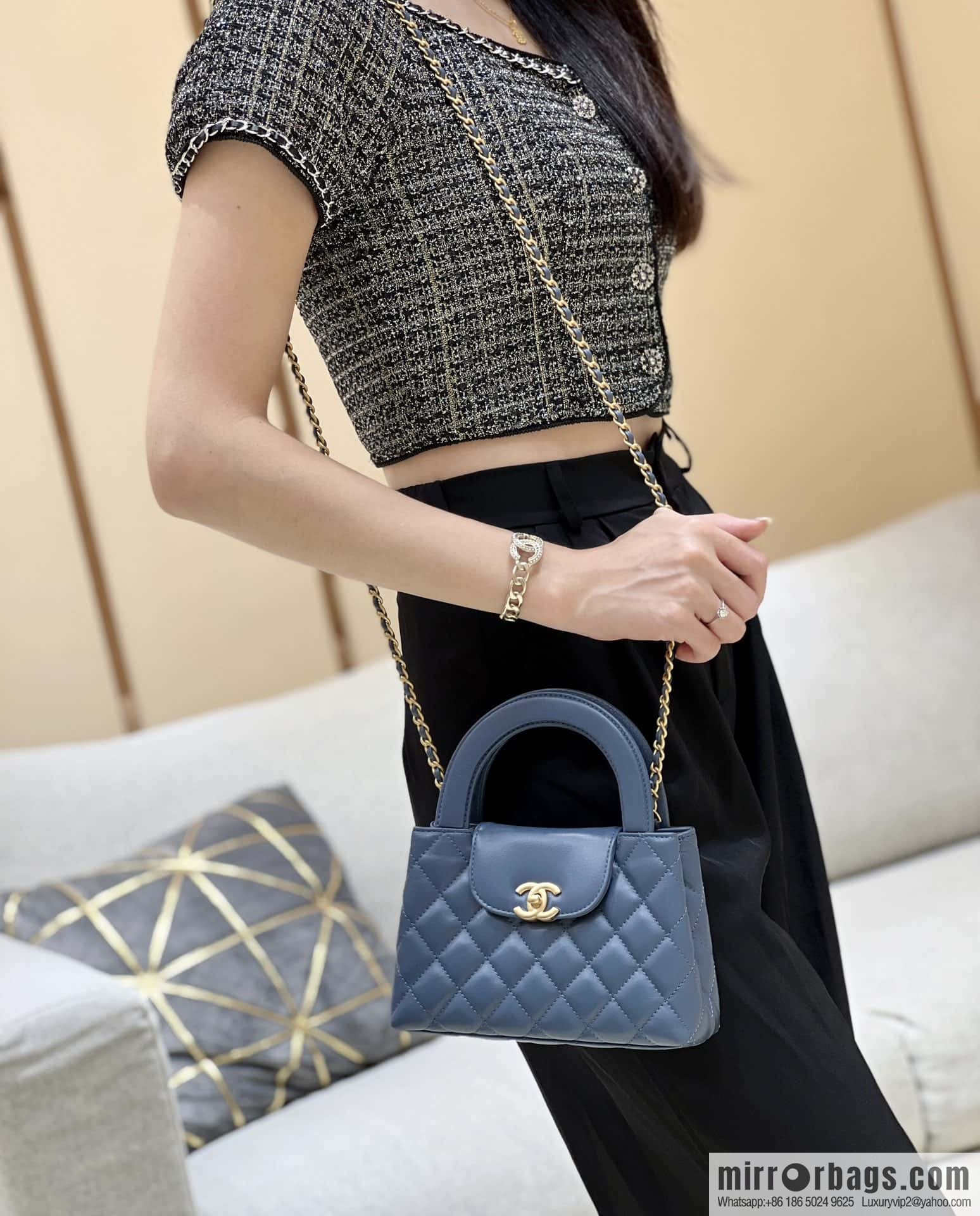 CHANEL 23K autumn and winter series Kelly bag AS4416 blue
