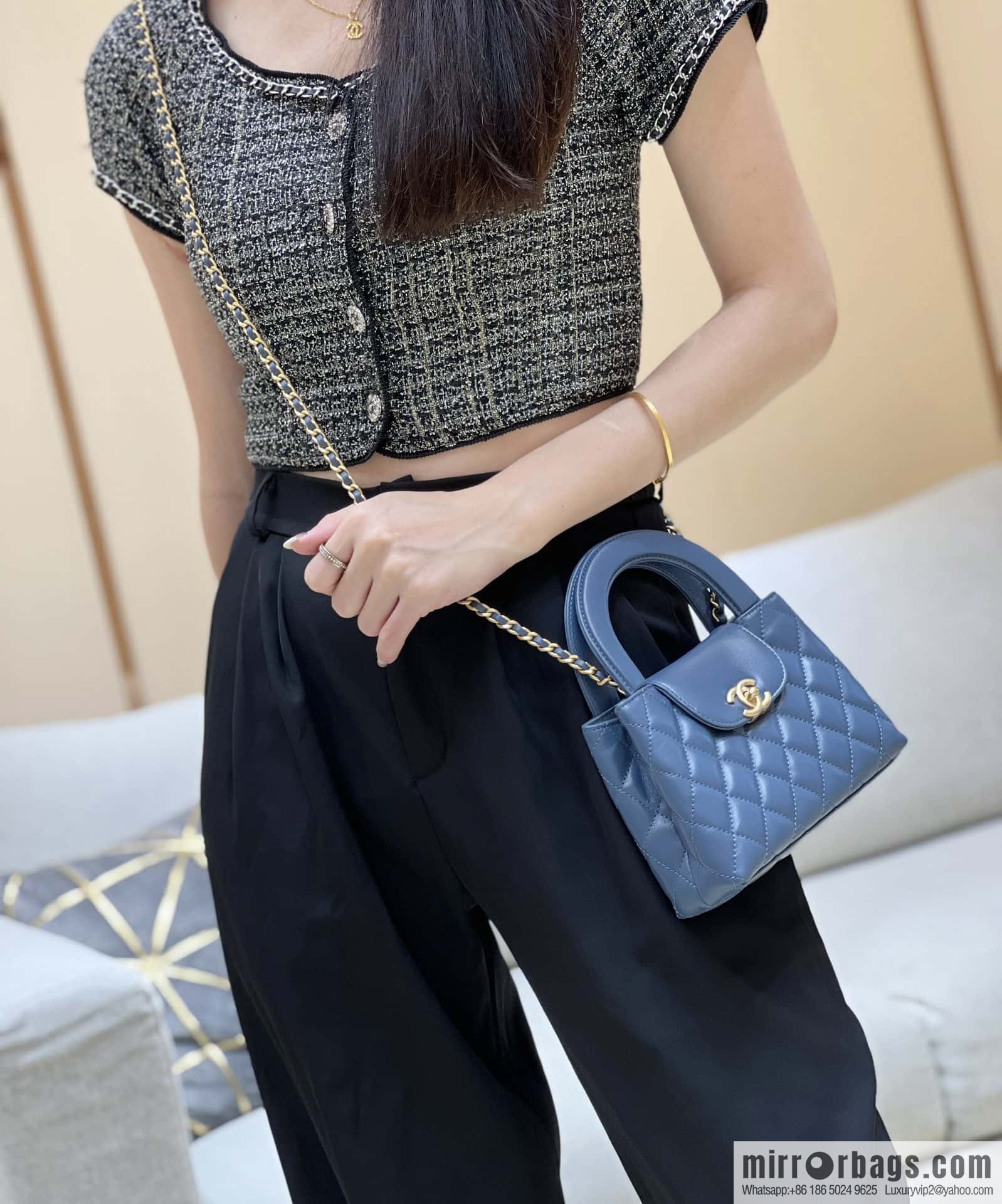 CHANEL 23K autumn and winter series Kelly bag AS4416 blue