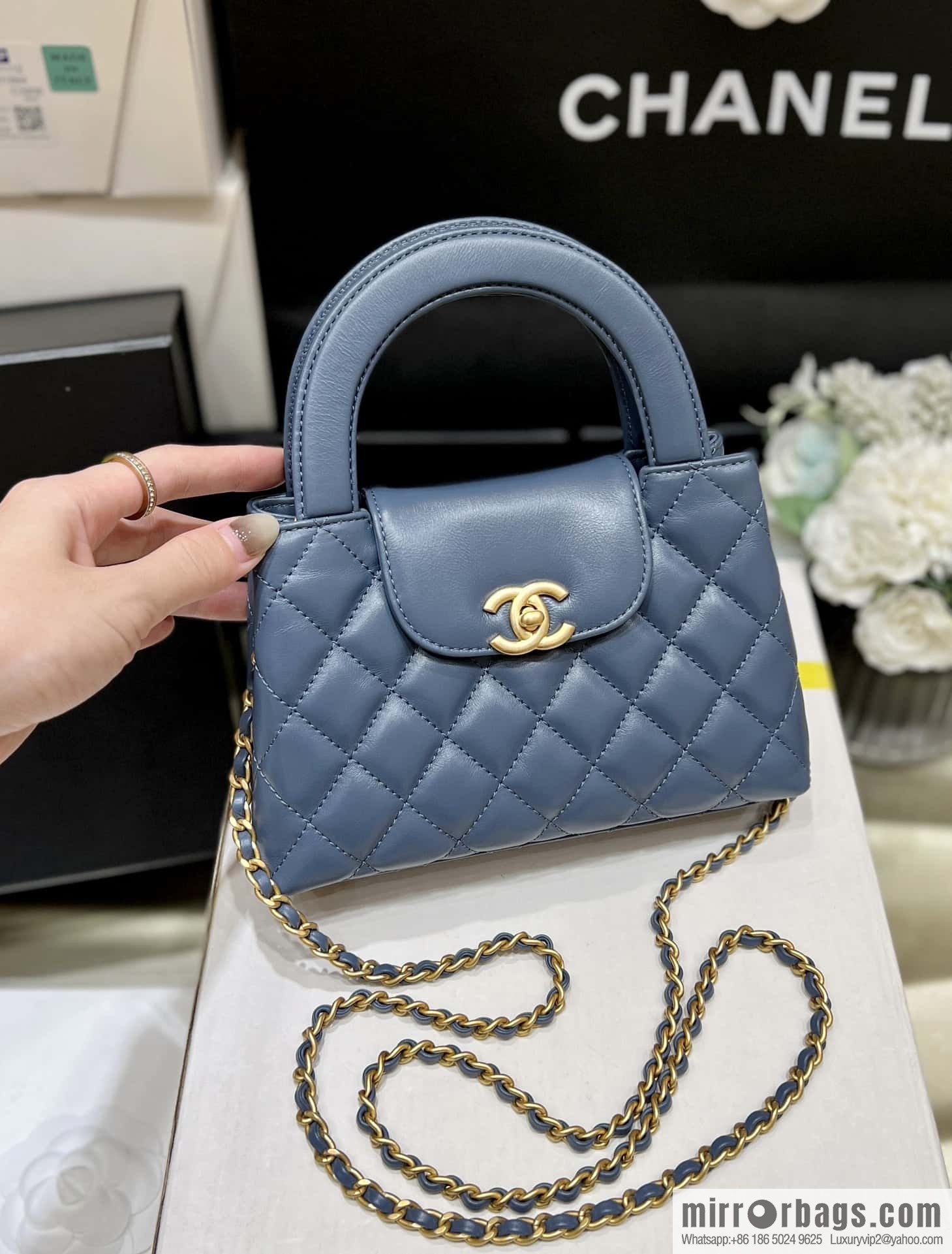 CHANEL 23K autumn and winter series Kelly bag AS4416 blue