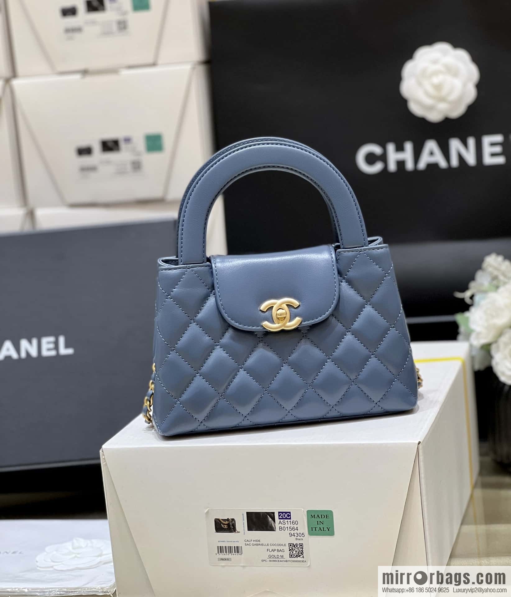 CHANEL 23K autumn and winter series Kelly bag AS4416 blue