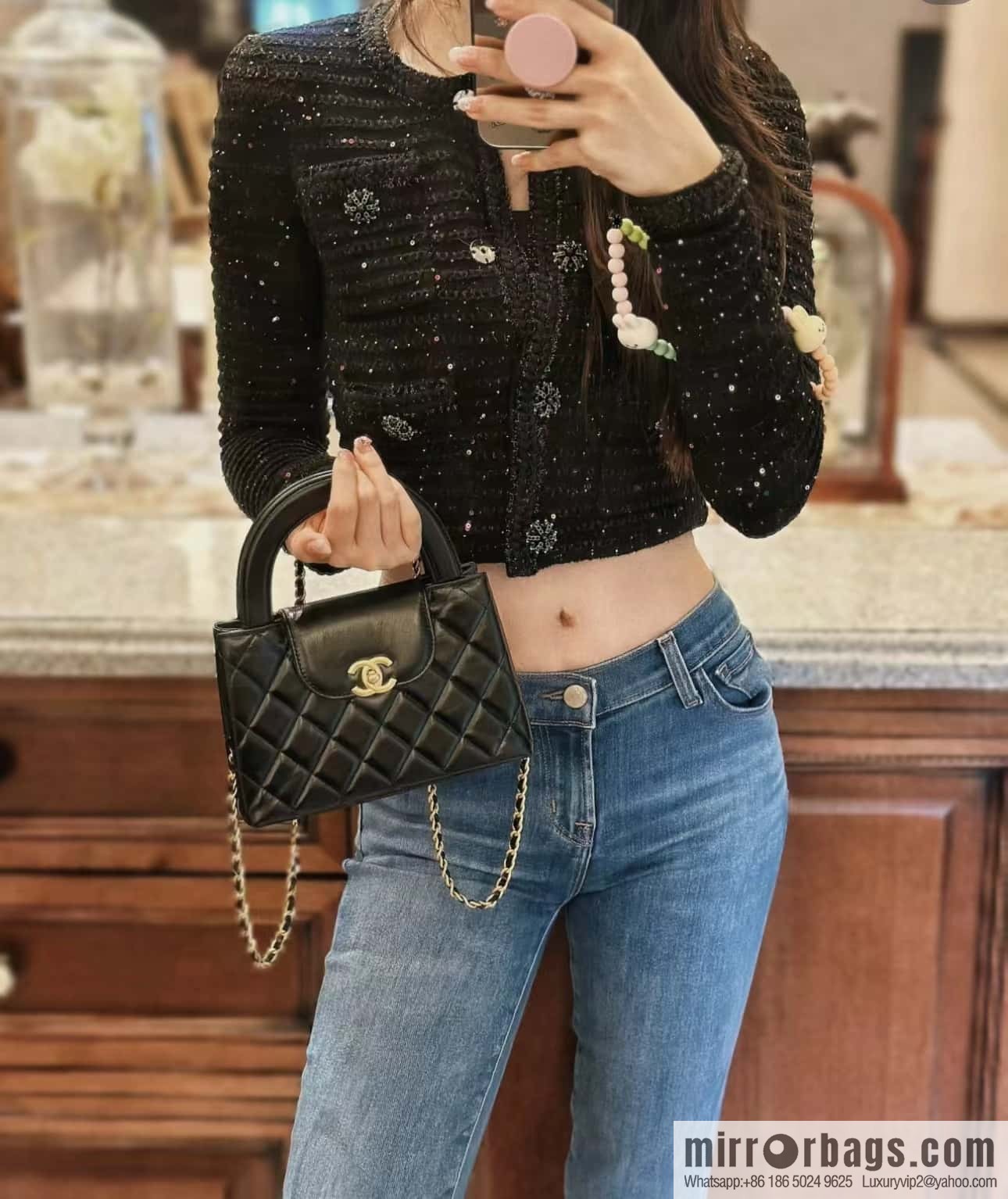 CHANEL 23K autumn and winter series Kelly bag AS4416 black