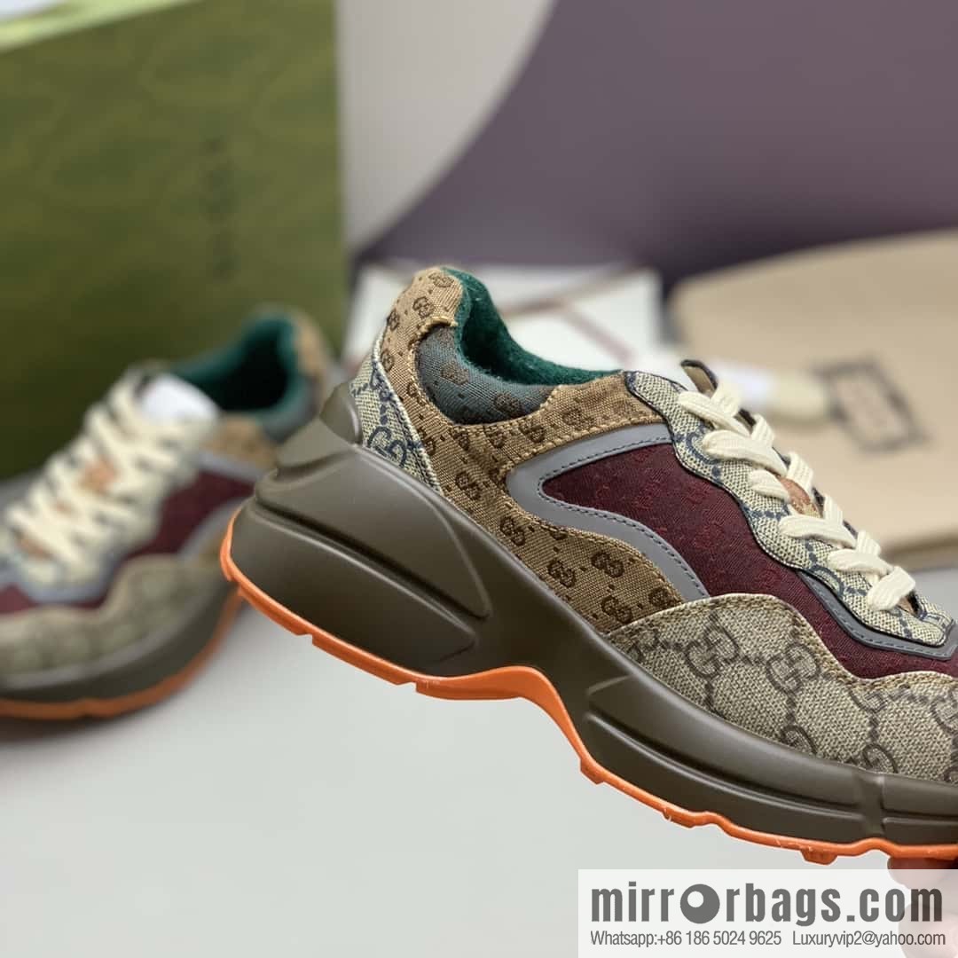 GUCCI beige/brick red classic GG canvas, retro sneakers for men and women