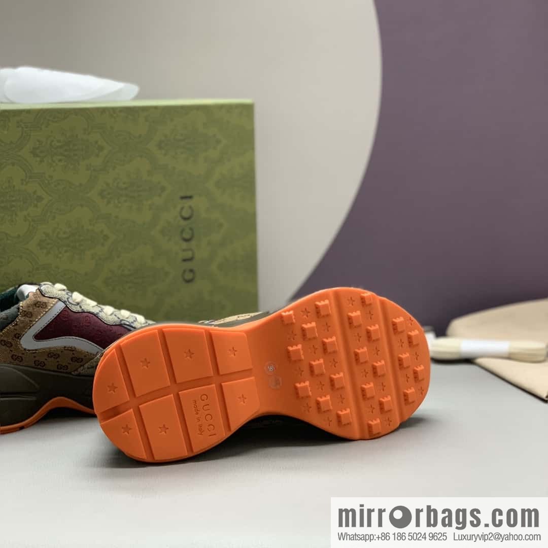 GUCCI beige/brick red classic GG canvas, retro sneakers for men and women