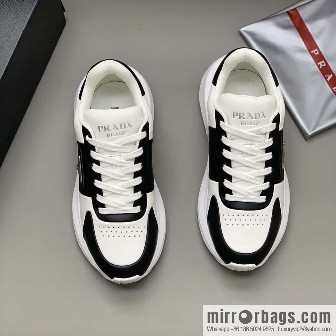 PRADA tongue embossed logo letters, men's sneakers