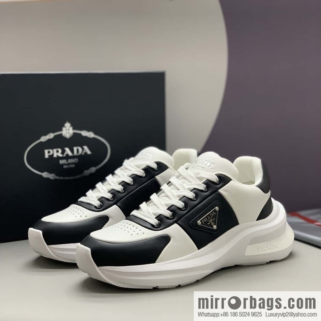 PRADA tongue embossed logo letters, men's sneakers