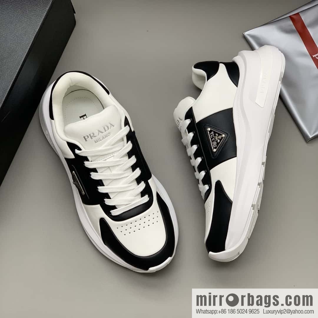 PRADA tongue embossed logo letters, men's sneakers