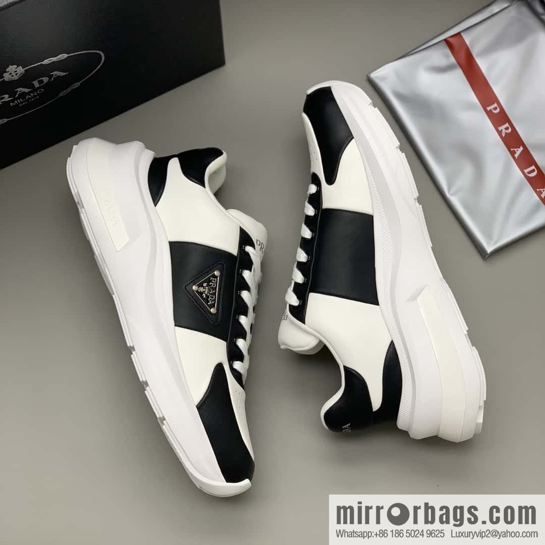 PRADA tongue embossed logo letters, men's sneakers