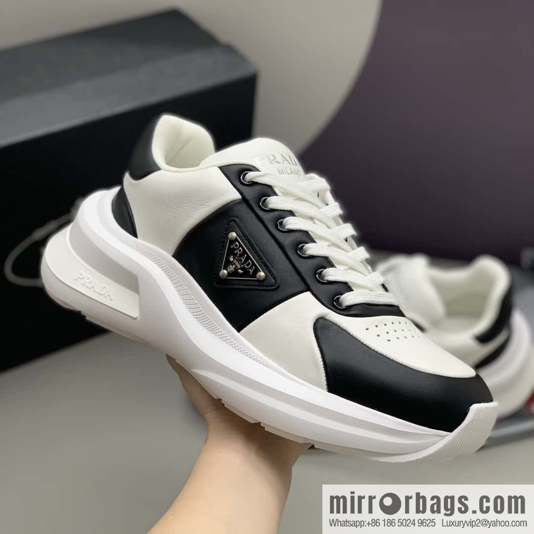 PRADA tongue embossed logo letters, men's sneakers