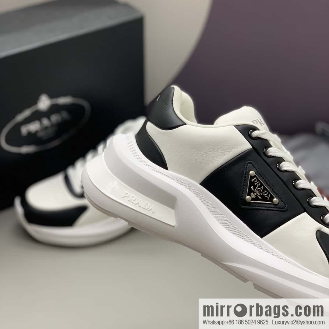PRADA tongue embossed logo letters, men's sneakers