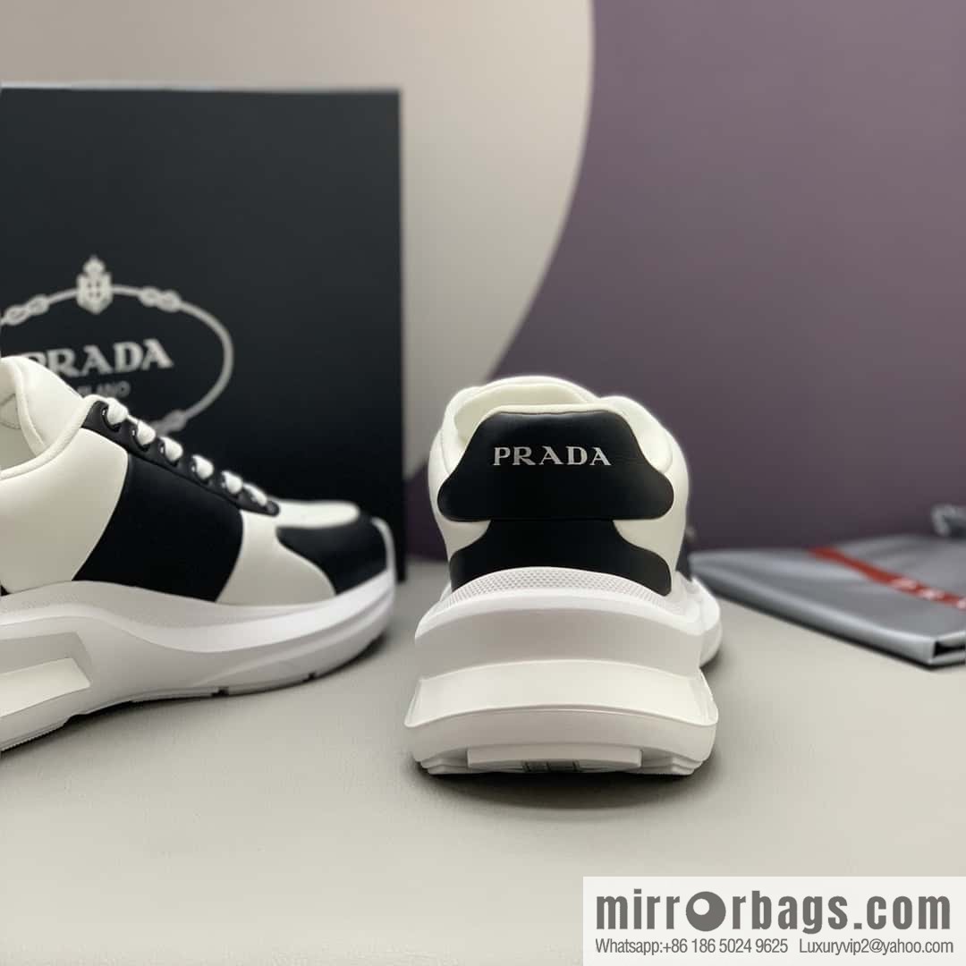 PRADA tongue embossed logo letters, men's sneakers