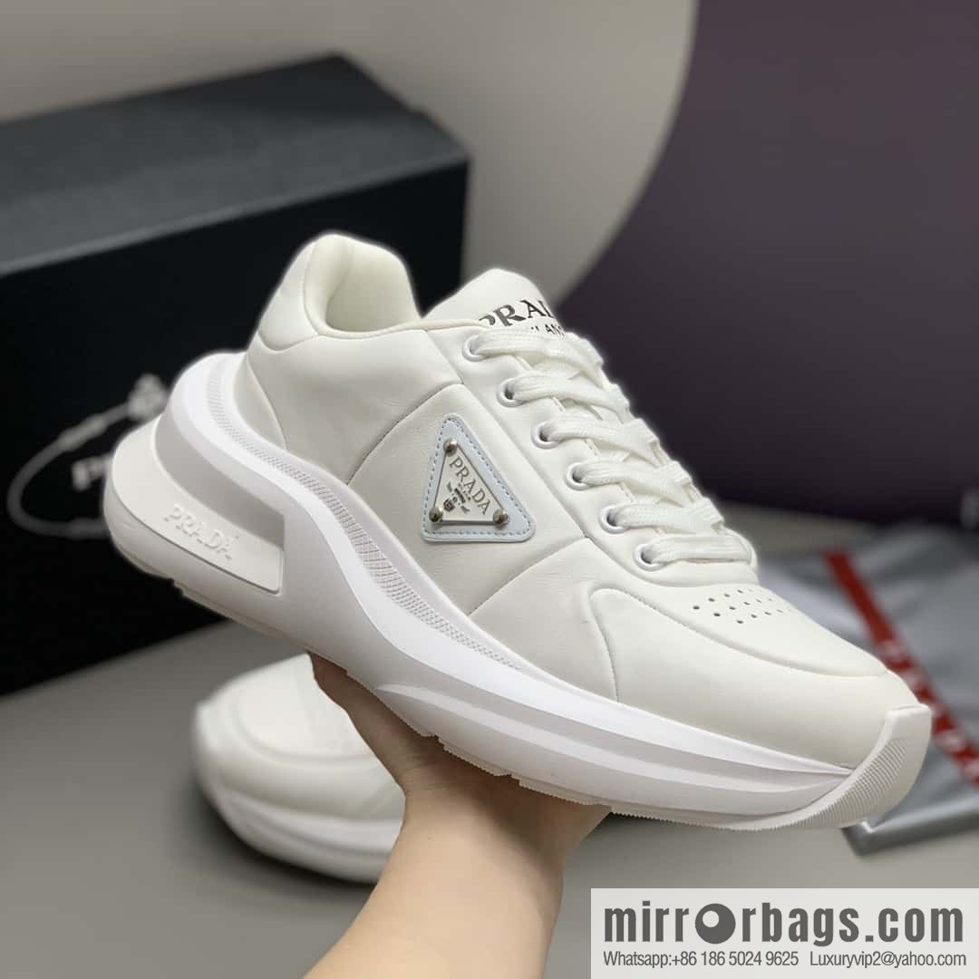 PRADA tongue embossed logo letters, men's sneakers